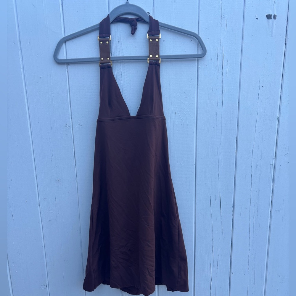 VIX Halter Swim Dress Leather Detail XS/S